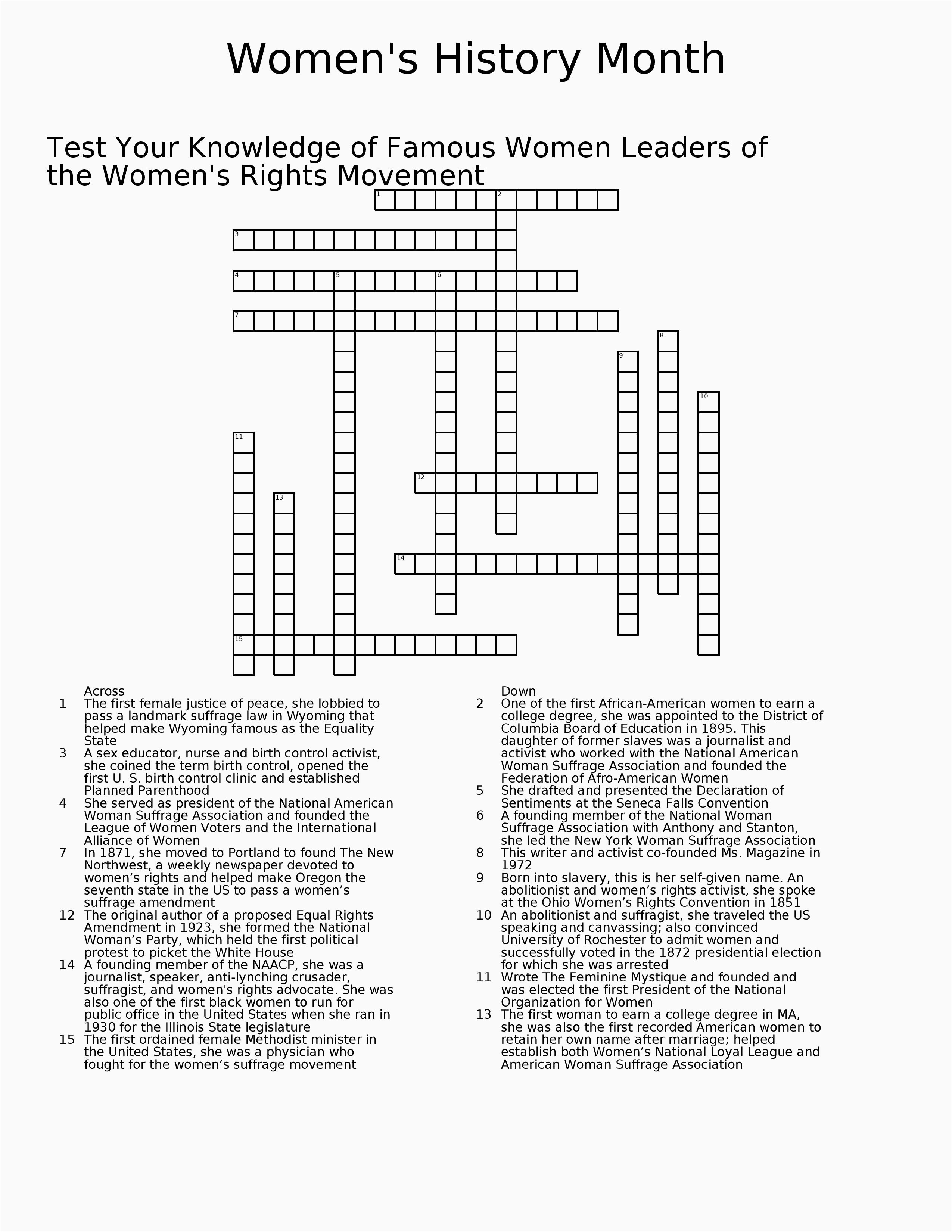 Black History Crossword Puzzle Printable – Open-Source-Design - History Crossword Puzzles Printable