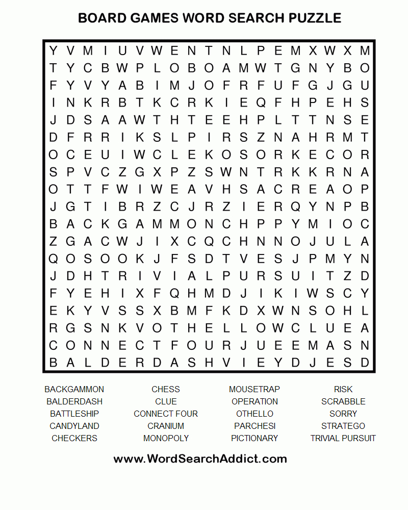 Board Games Printable Word Search Puzzle - Printable Battleship Puzzles