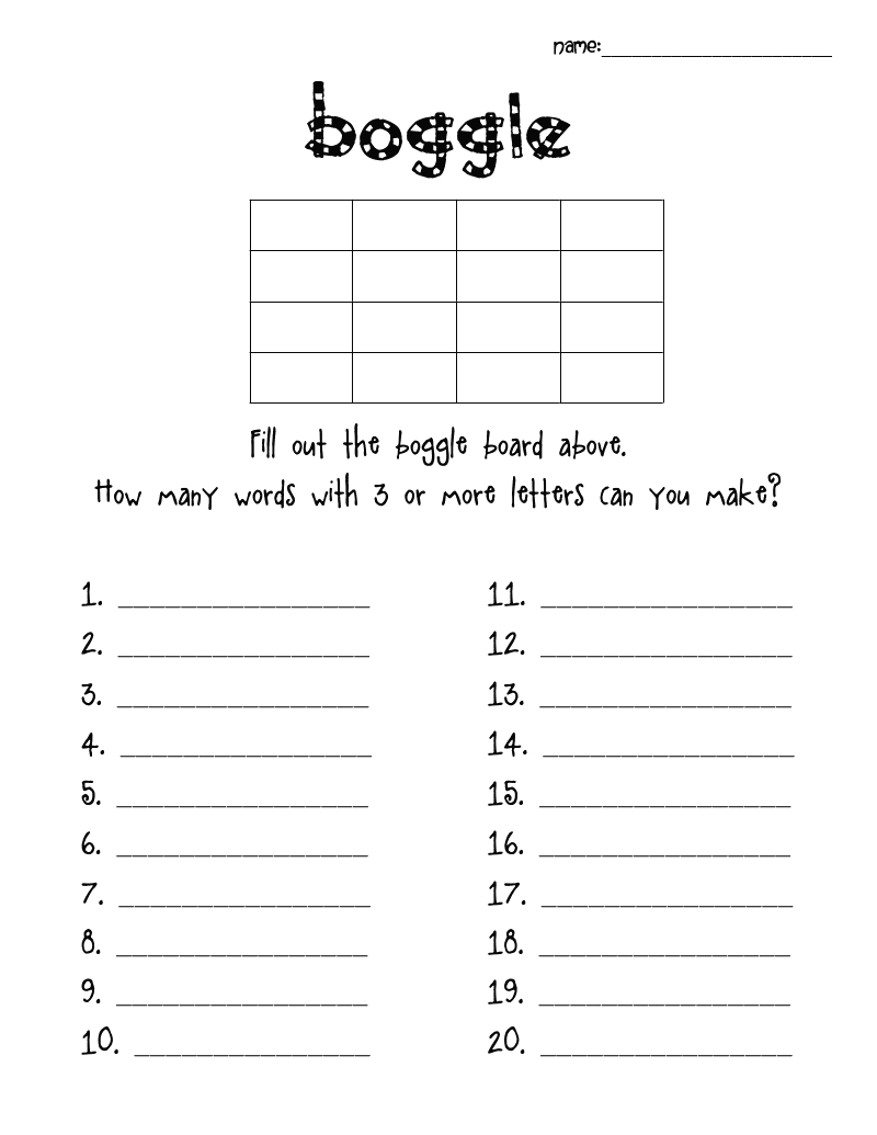 Boggle Word Game Printable | Word Puzzles | Boggle Board, Classroom - Printable Boggle Puzzle