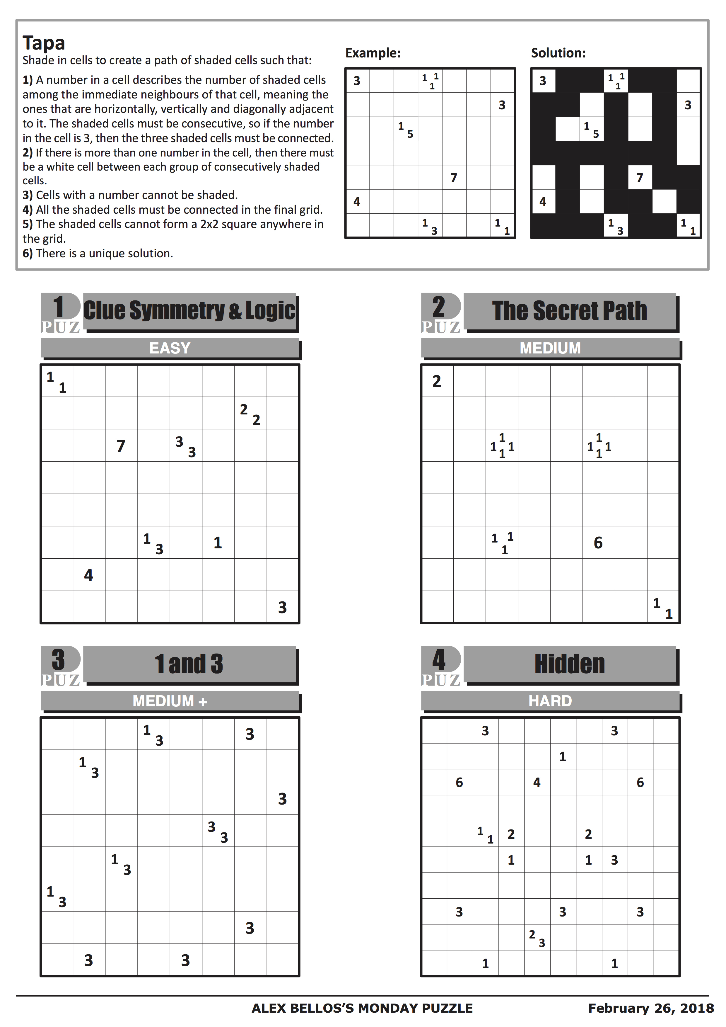 Can You Solve It? Tapa, The Puzzle Of Champions | Science | The Guardian - Printable Japanese Puzzles