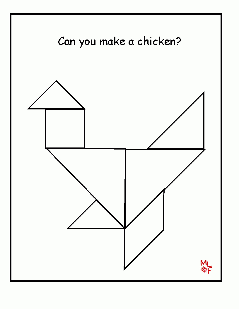 Chicken Tangram Printable | Preschool - Farms | Tangram Printable - Printable Tangram Puzzle Outlines