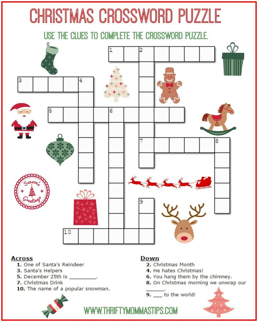 Christmas Crossword Puzzle Printable - Thrifty Momma&amp;#039;s Tips | Free - Printable Crossword Puzzle For Kindergarten