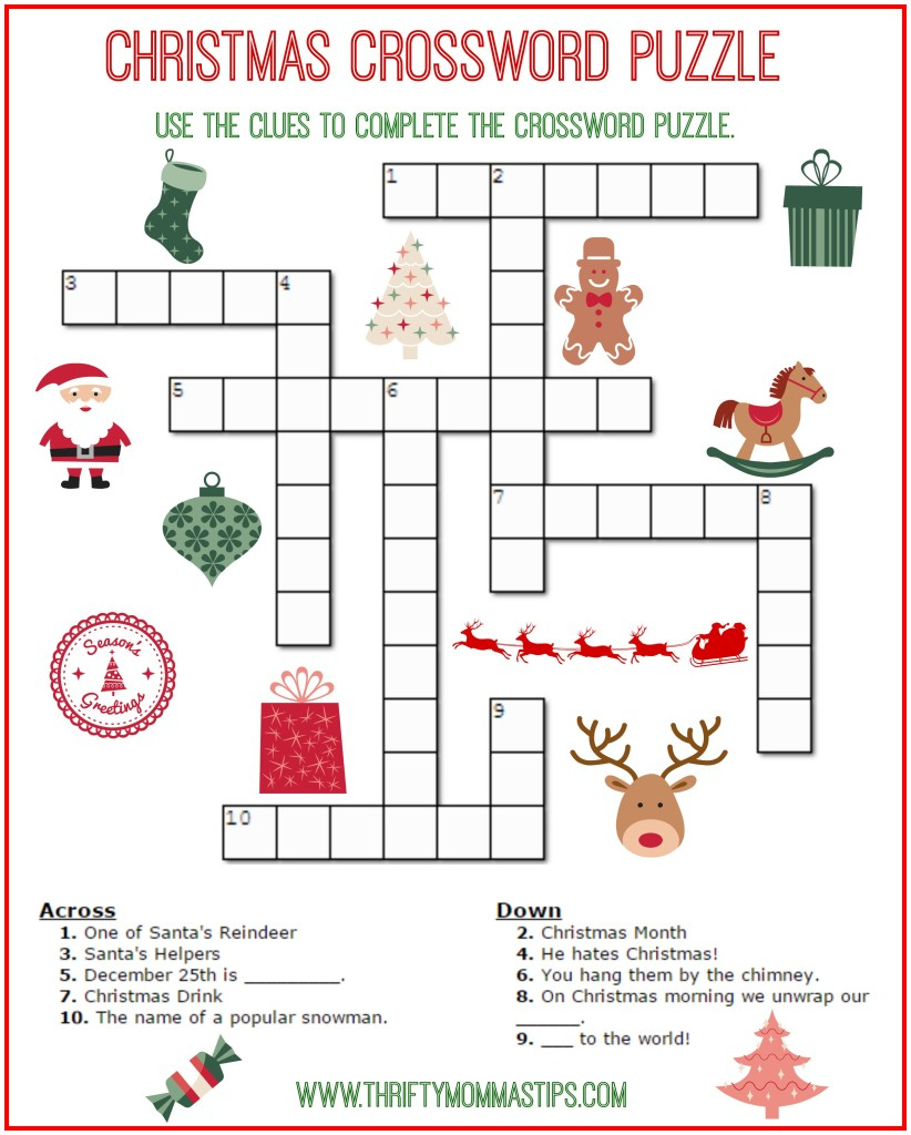 Christmas Crossword Puzzle Printable - Thrifty Momma&amp;#039;s Tips - Printable Christmas Crossword Puzzles With Answers