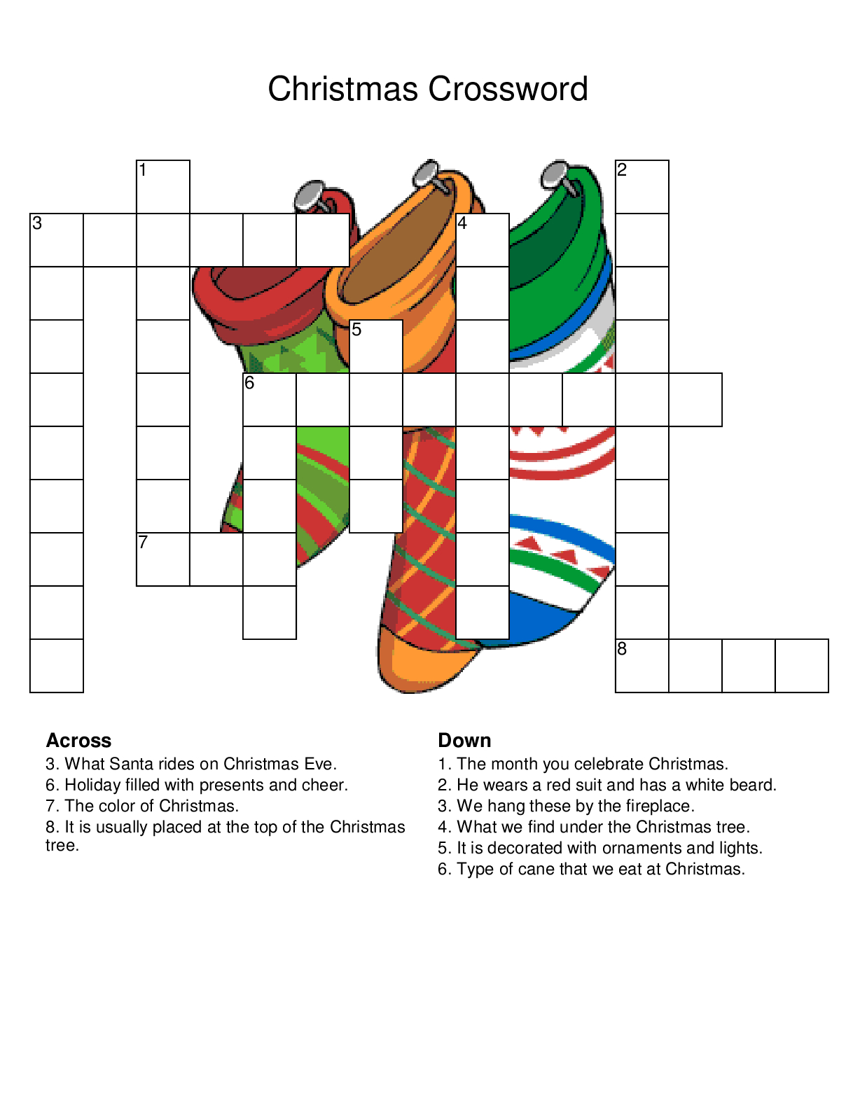 Christmas Crossword Puzzles - Best Coloring Pages For Kids - Printable Holiday Crossword Puzzles