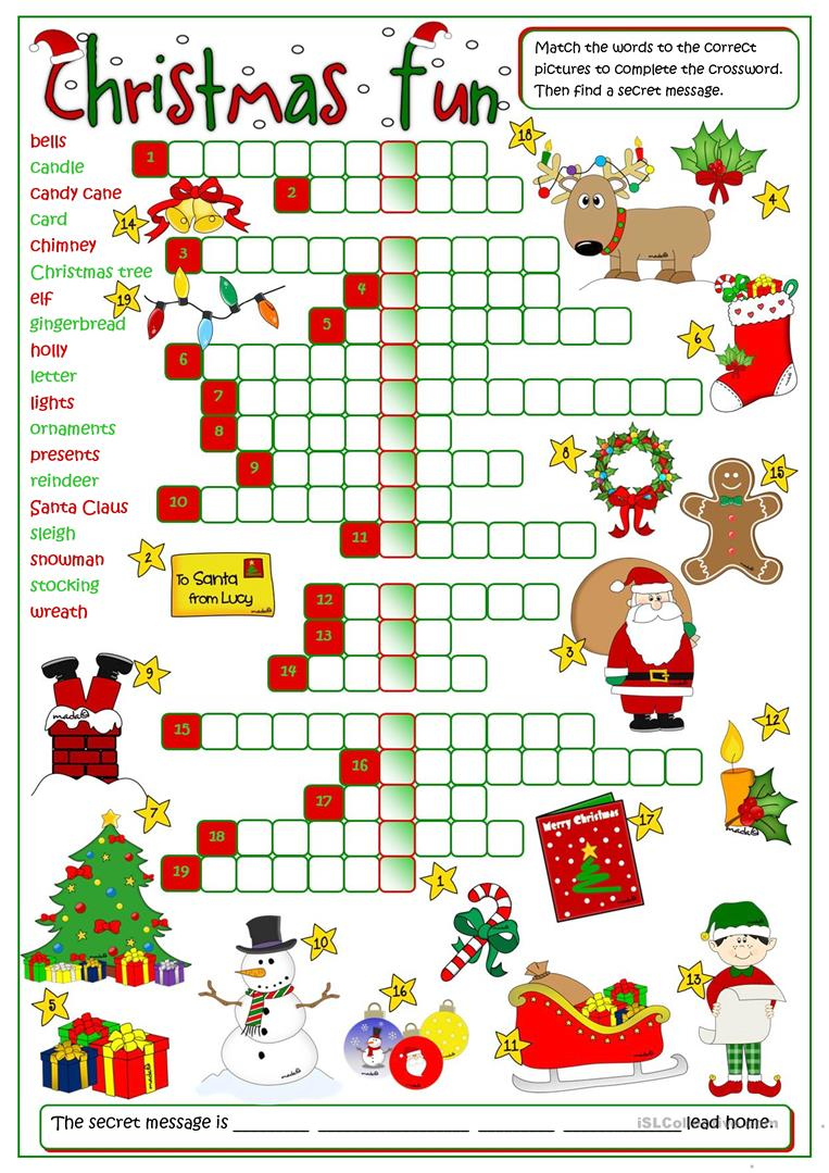 Christmas Fun - Crossword Worksheet - Free Esl Printable Worksheets - Printable Crossword Christmas