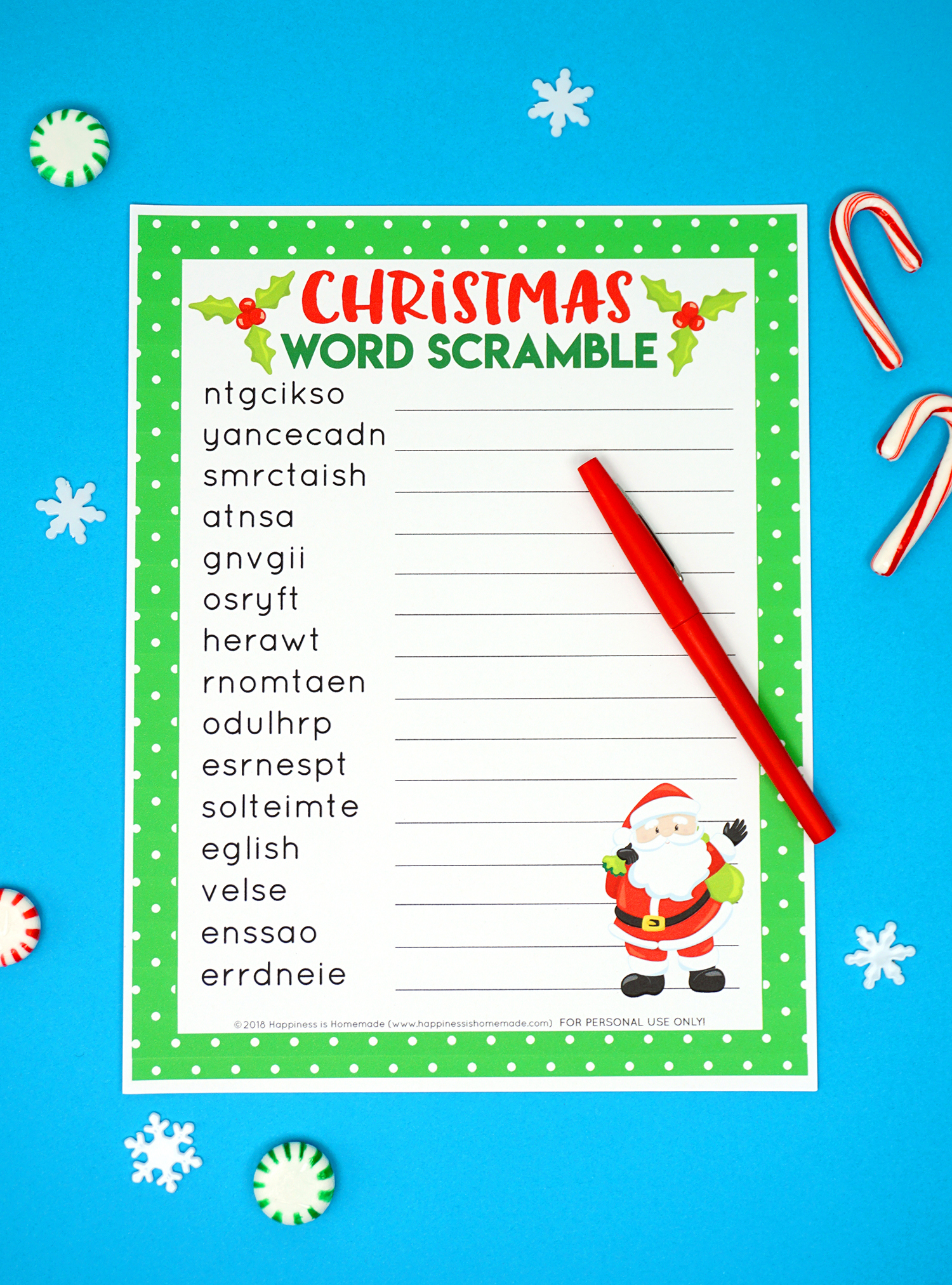 Christmas Word Scramble Printable - Happiness Is Homemade - Printable Christmas Word Puzzle