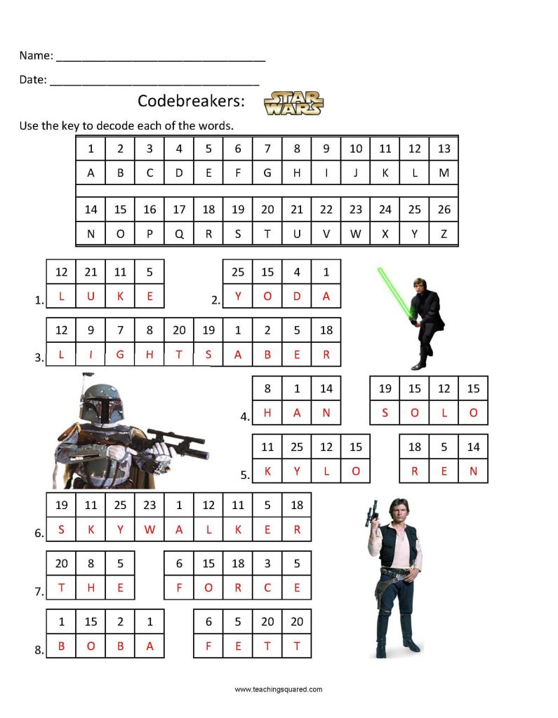 Codebreakers Star Wars 1 Teaching Squared Star Wars Crossword
