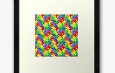 Colorful Puzzle Pieces Autism Awareness April&quot; Framed Art Print - Printable Puzzle Piece Autism