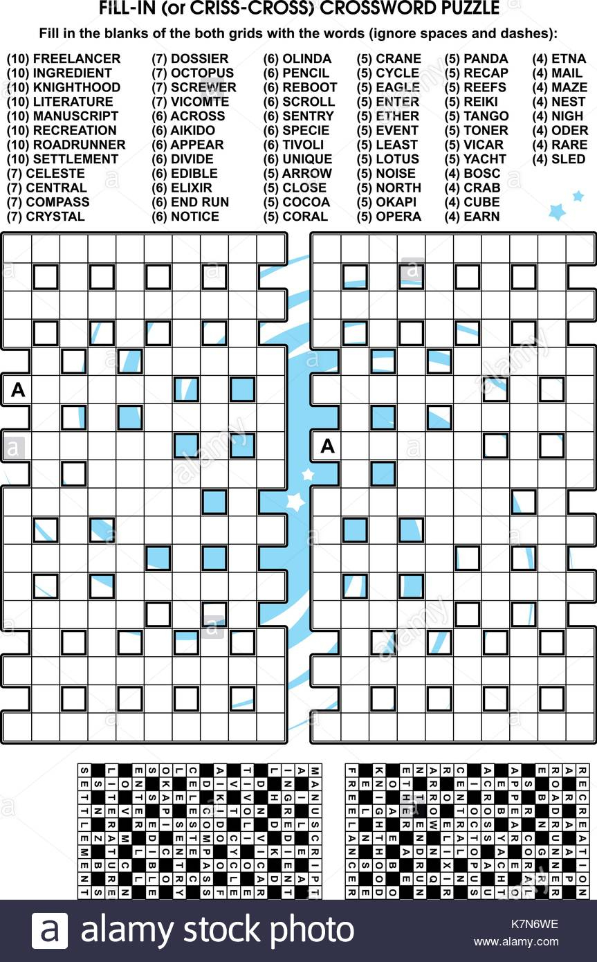Criss-Cross Word Puzzle - Fill In The Blanks Of The Crossword Puzzle - Printable Blank Crossword Puzzle Grid