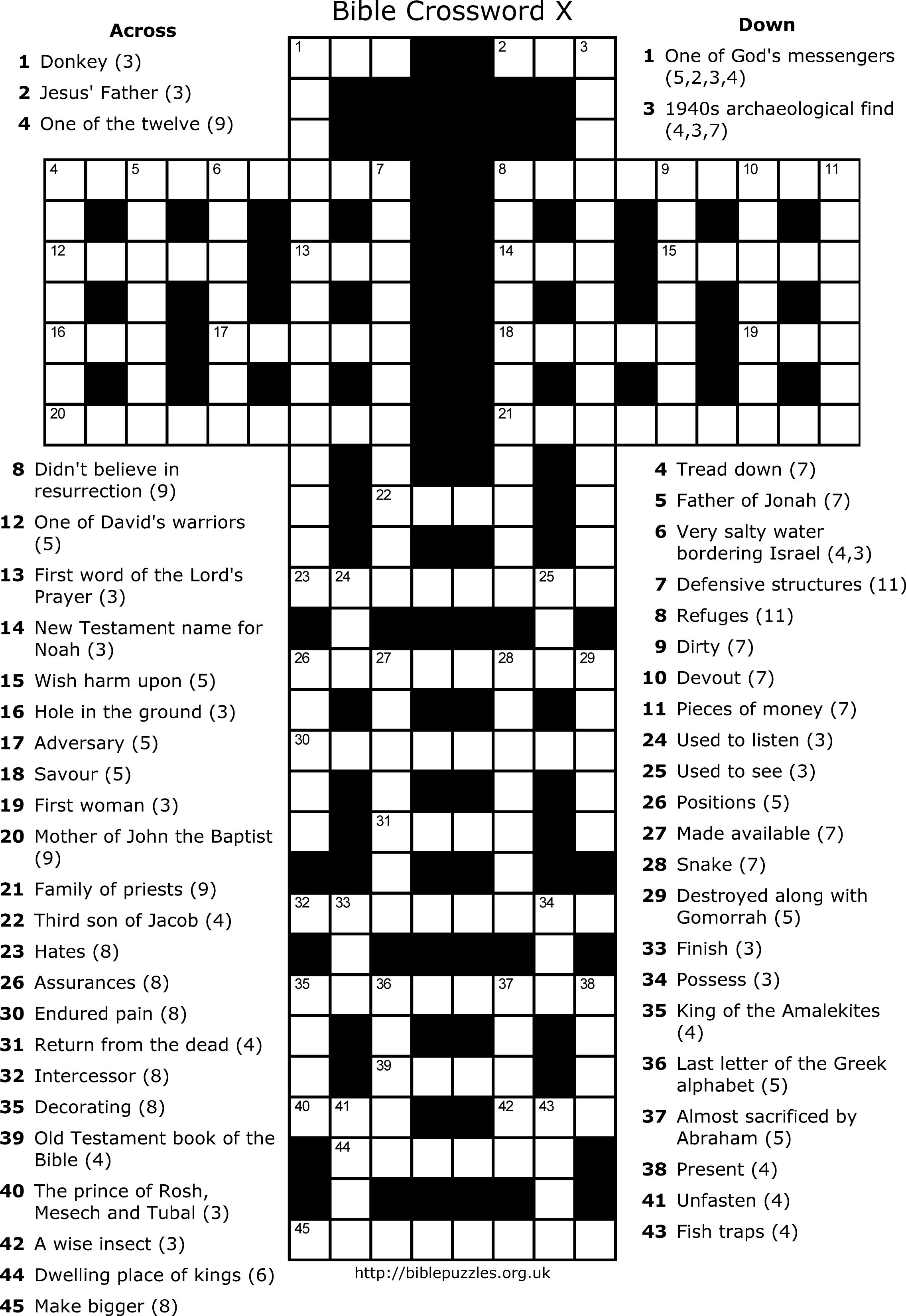 Women Of The Bible Crossword Puzzle Printable