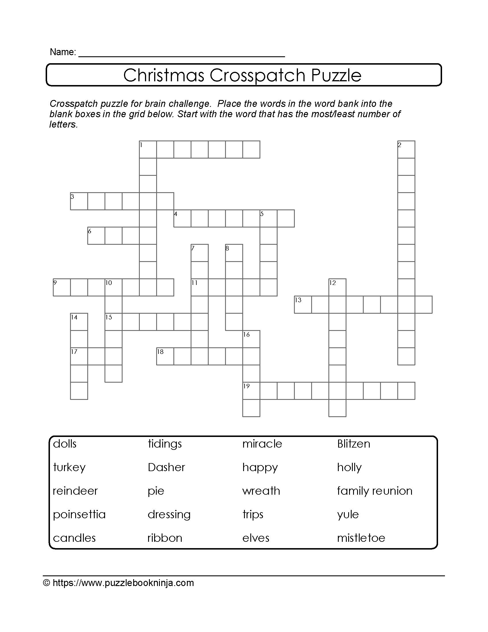 Crosspatch Xmas Printable Puzzle. Support Vocab Development And - Printable Vocabulary Crossword Puzzles