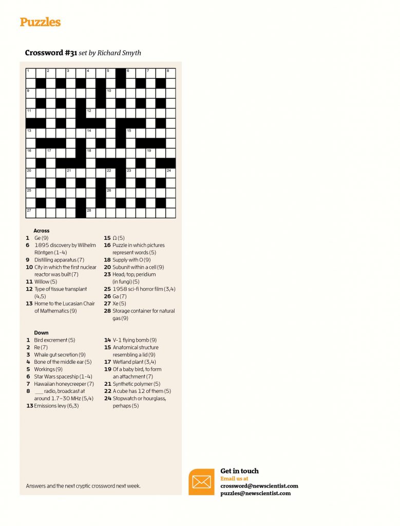 crossword 31 new scientist daily quick crossword printable version