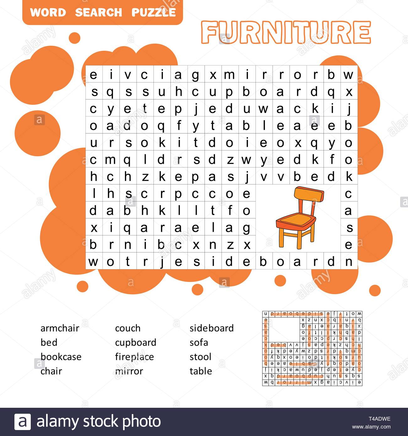 Crossword - Living Room Furniture - Learning English Words. Word - Printable Crosswords To Learn English