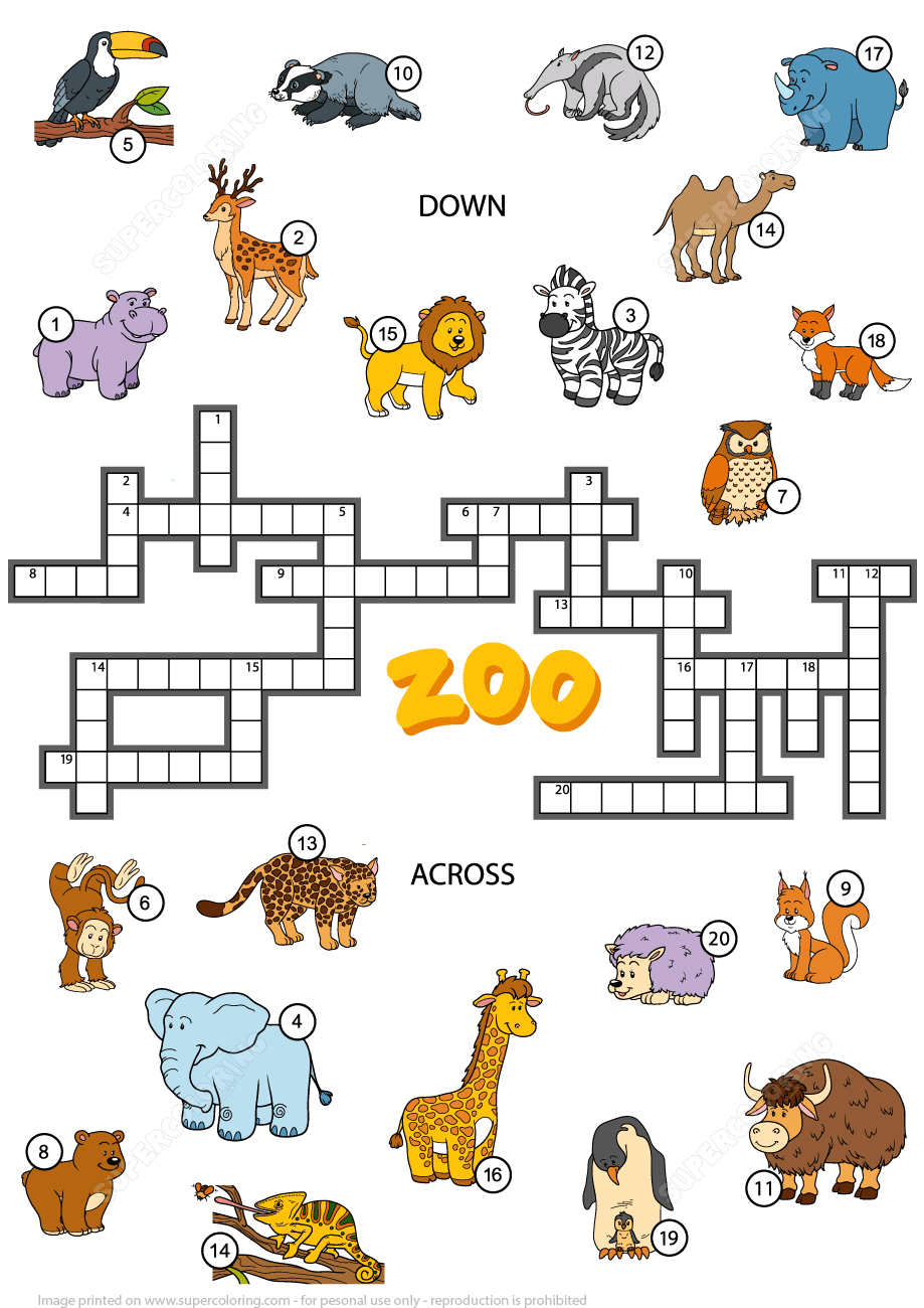 Crossword Puzzle About Zoo Animals | Free Printable Puzzle Games - Zoo Crossword Puzzle Printable