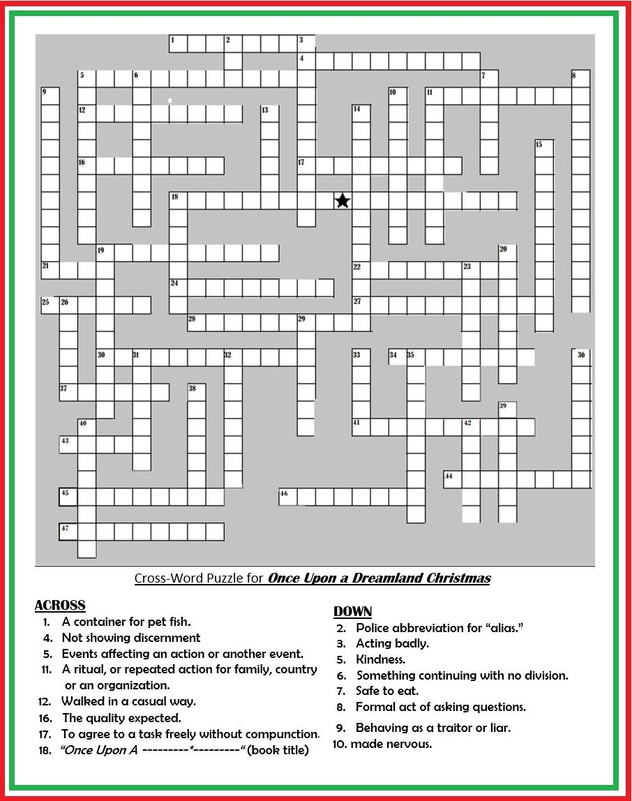 Crossword Puzzle For Patches Adventure Book: &amp;quot;once Upon A Dreamland - Printable Premier Crossword Puzzle