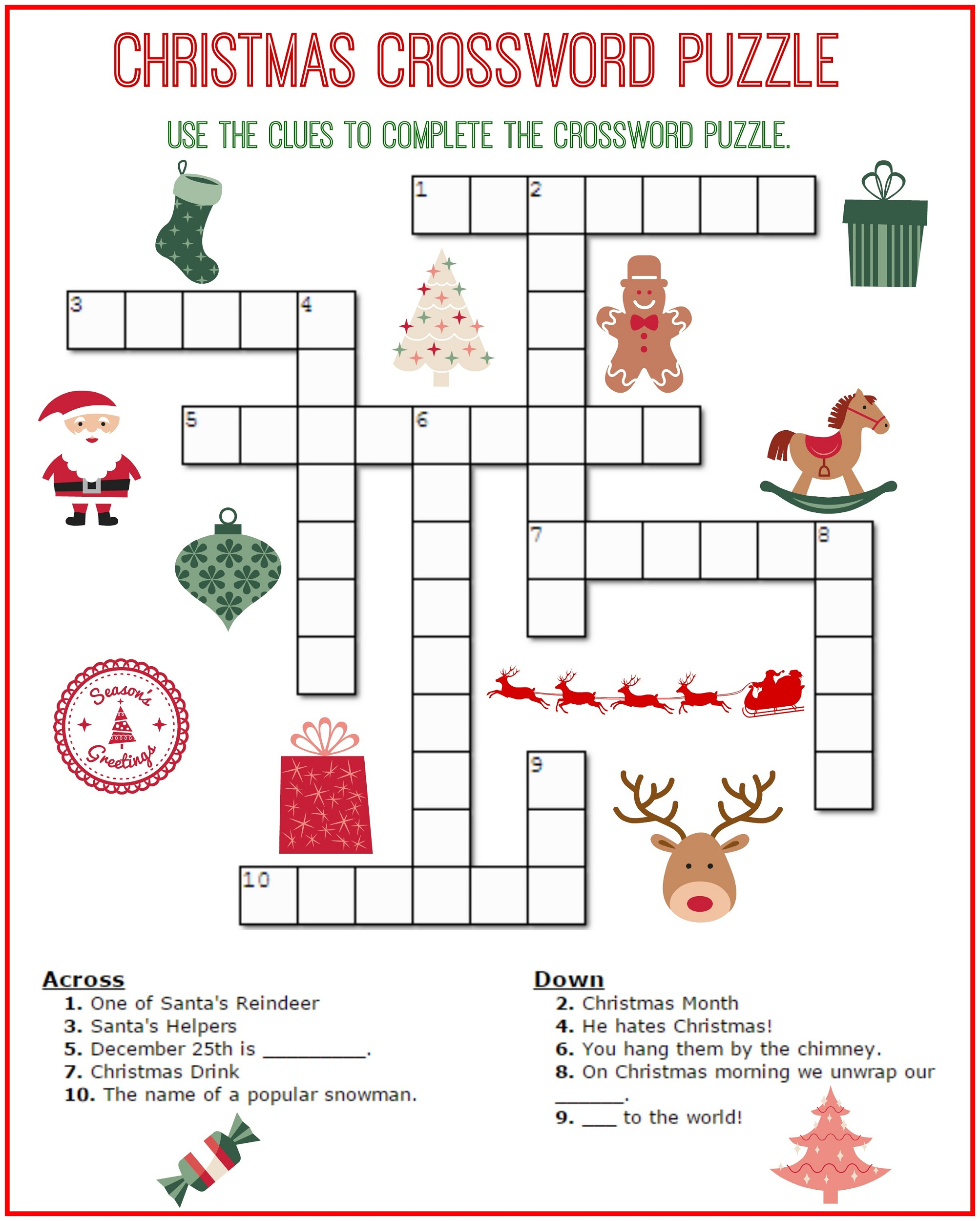 5th Grade Crossword Puzzles