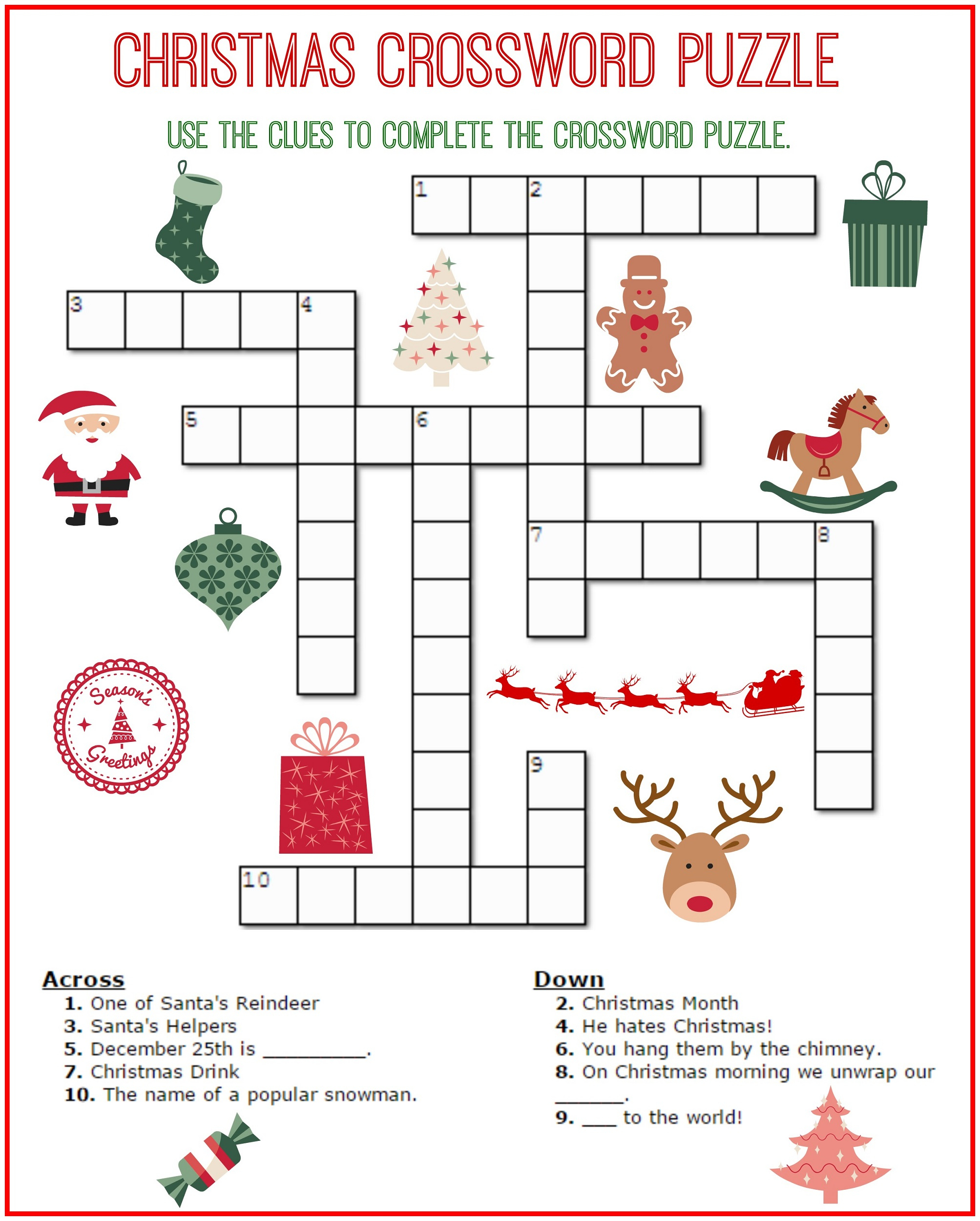 Printable Crossword Puzzles For 5Th Graders Printable Crossword Puzzles
