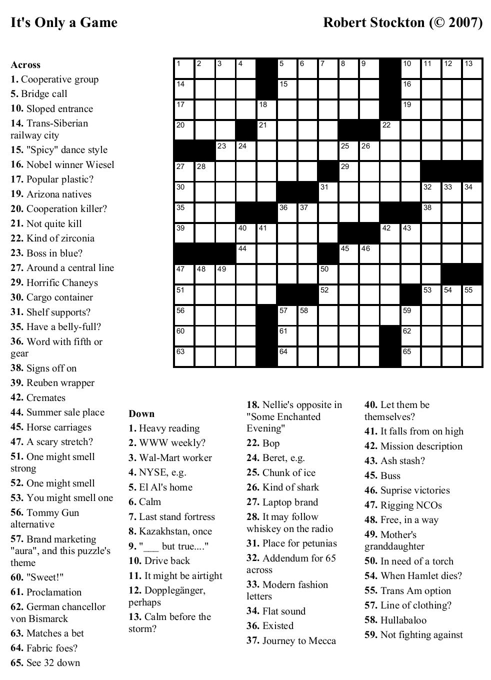 Crossword Puzzle Maker And Printable Crosswords Onlyagame - Free - Printable Crossword Puzzles And Answers