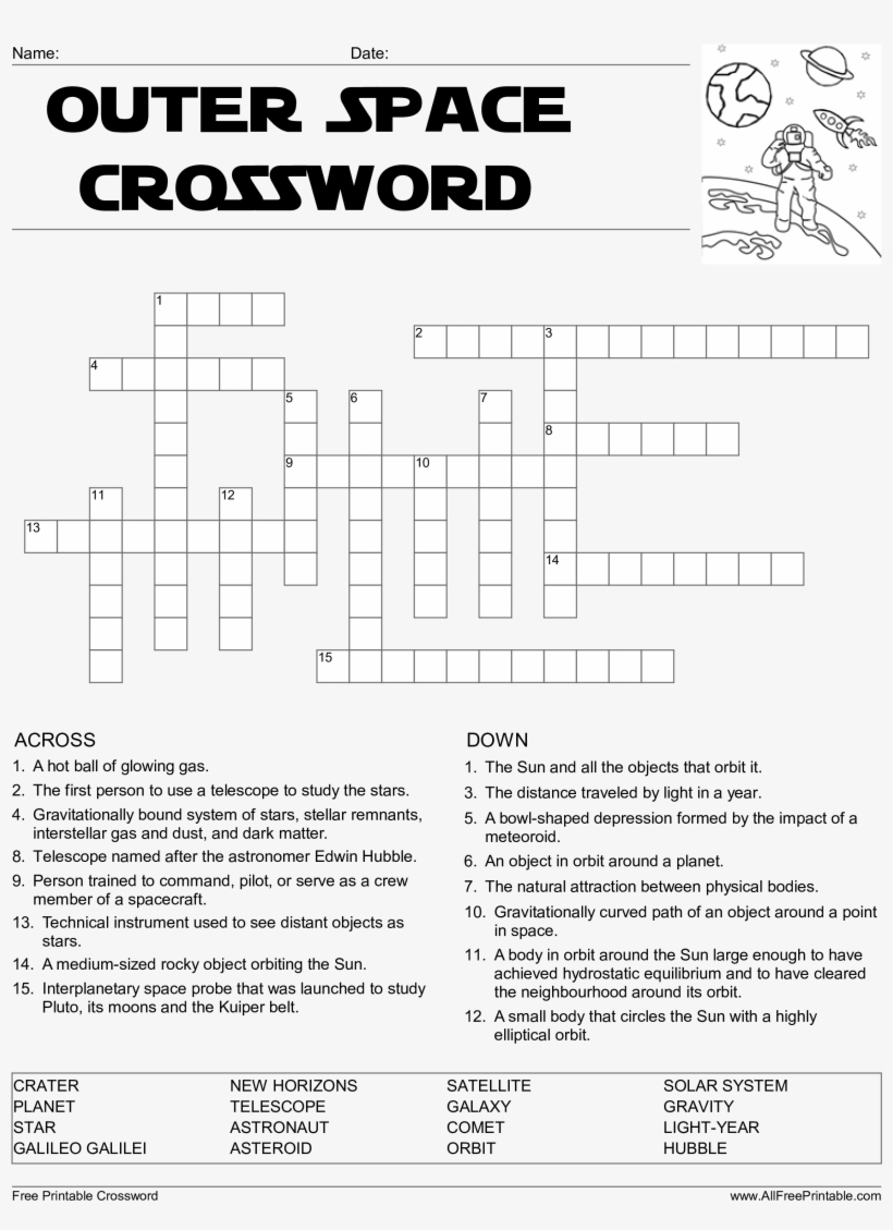 Crossword Puzzle Printable Template Crosswords Lovely - Outer Space - Printable Crossword Word Search