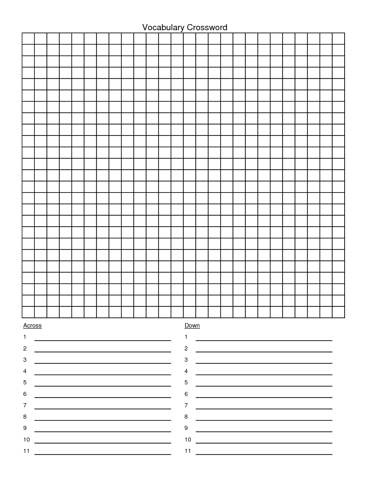 Crossword Puzzle Template - Yapis.sticken.co - Custom Crossword Puzzle Printable