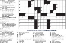 Crossword Puzzle | Whitman College - College Crossword Puzzle Printable