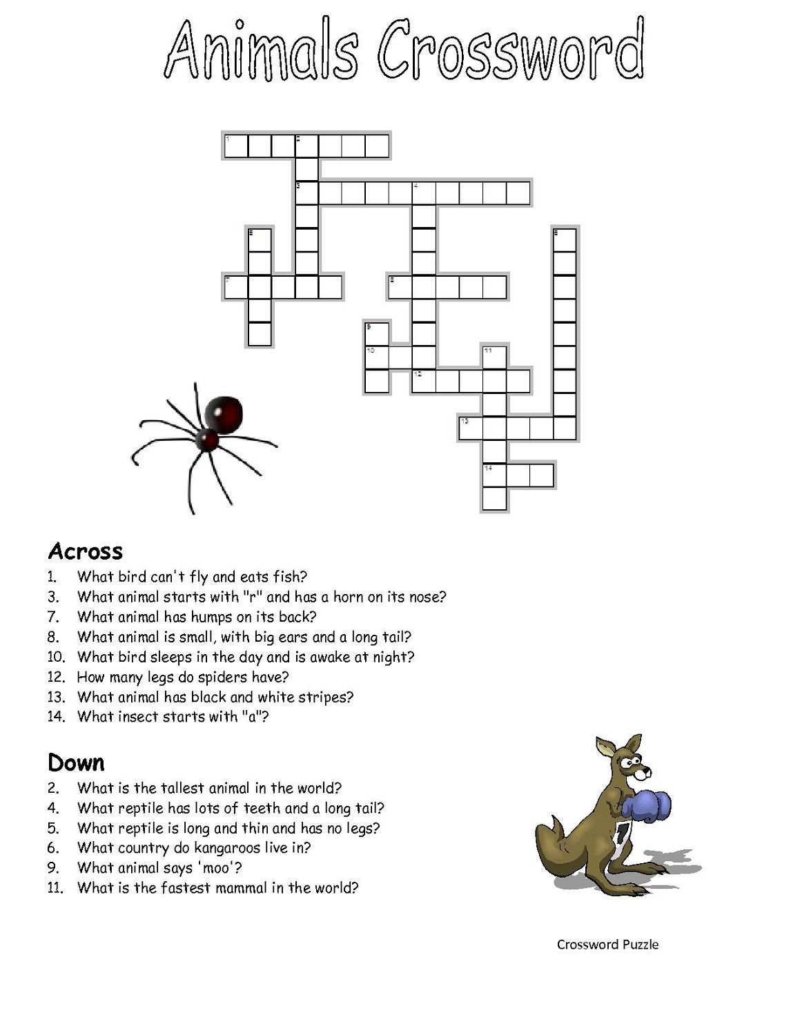 Crossword-Puzzles-Kids-Animal | Work It | Crossword, Puzzle - Printable Crossword Puzzles About Animals