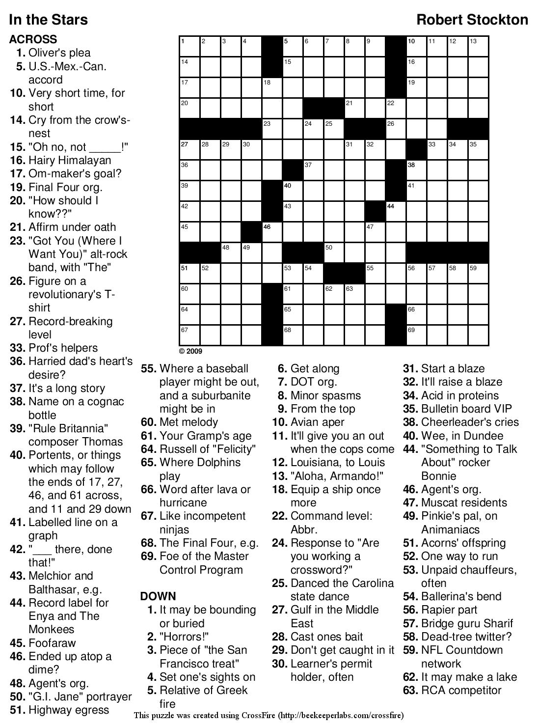 Star Crossword Puzzles Printable Printable Crossword Puzzles