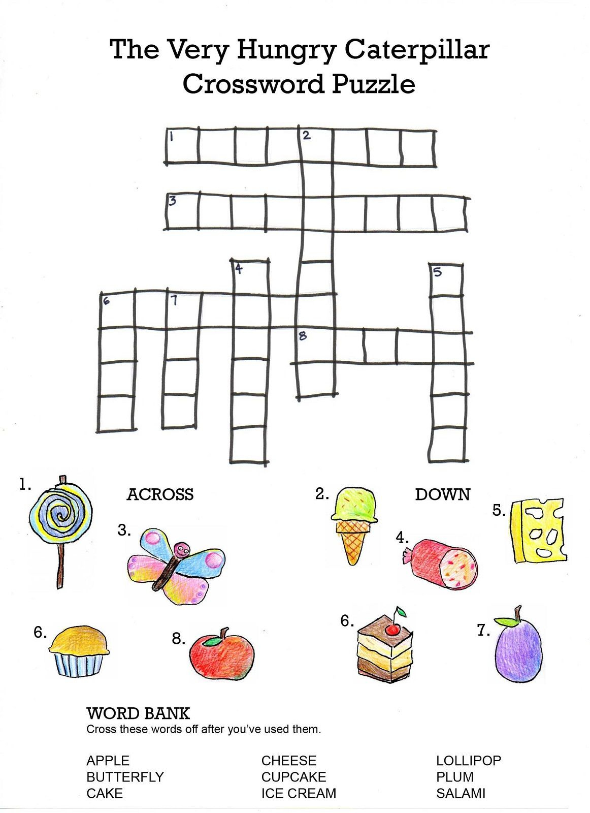 Crossword To Practice. Food | Storybook Activities | Hungry - Printable Crossword Puzzle For Kindergarten