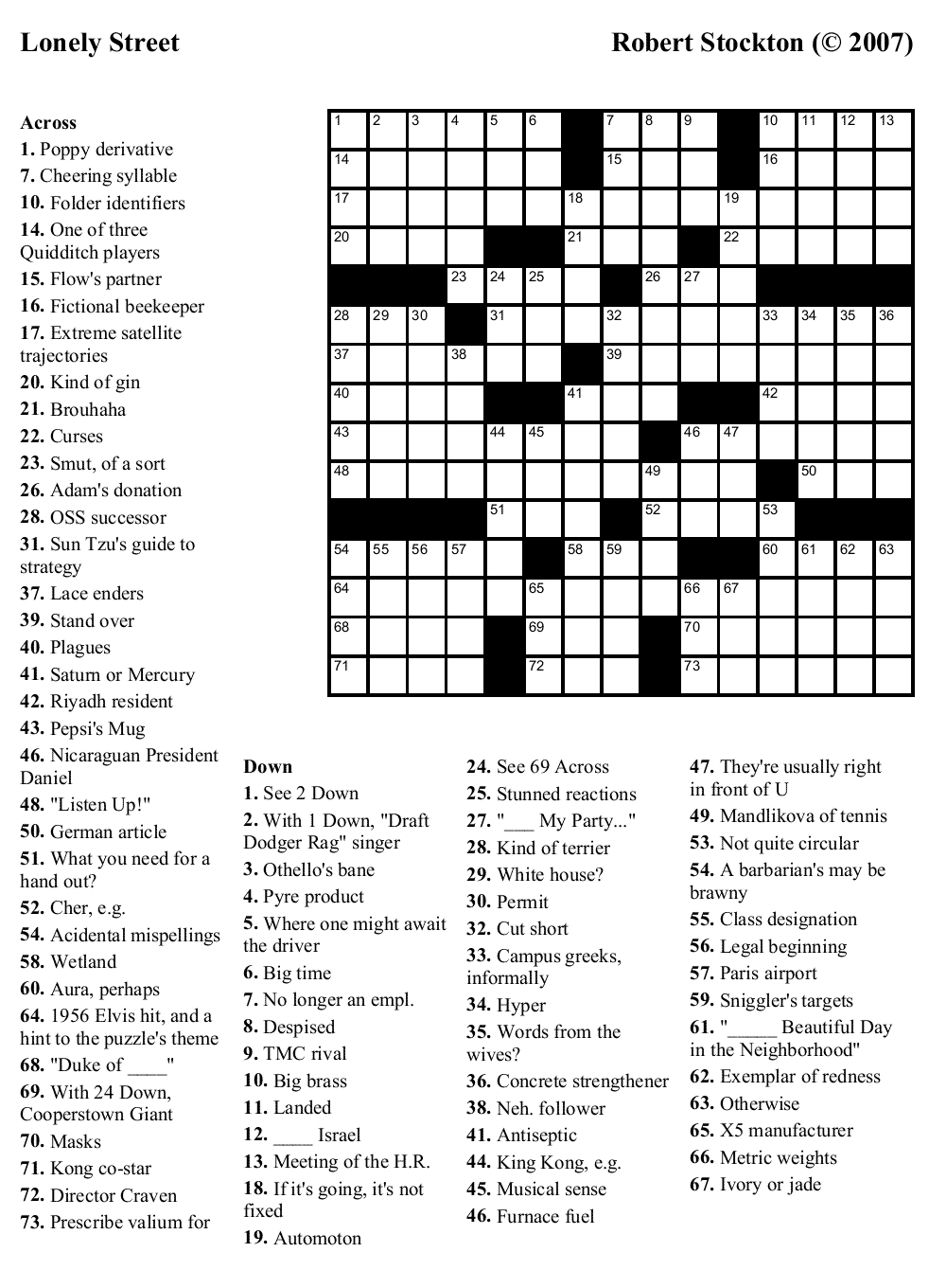 Difficult Printable Crossword Puzzles