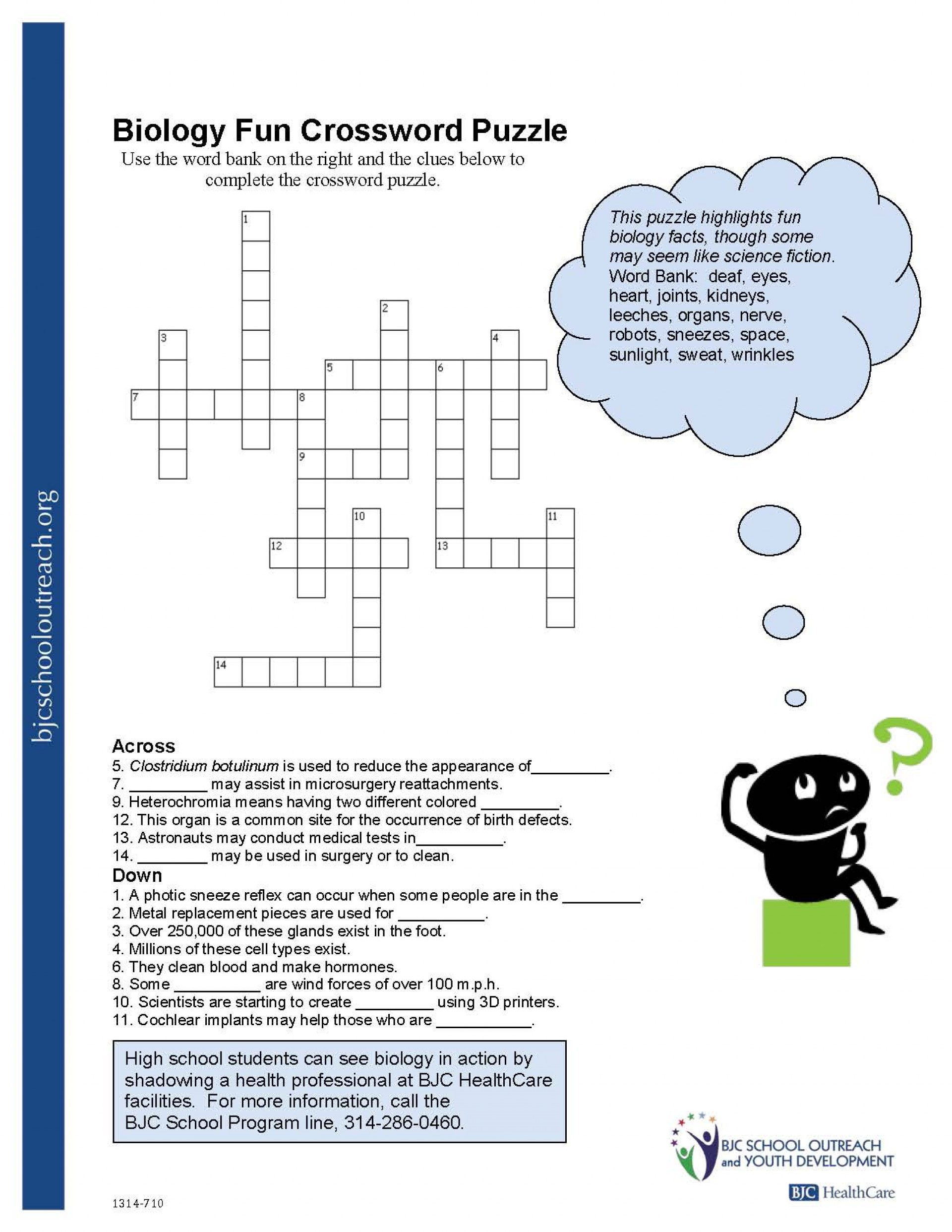 Crosswords Crossword Puzzle Worksheets For Middle School Biology Fun - Printable Crossword Puzzles With Word Bank