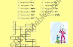 Crosswords: Opposite Adjectives And Verbs - Esl Worksheetphiliproth - Printable Opposite Crossword Puzzle