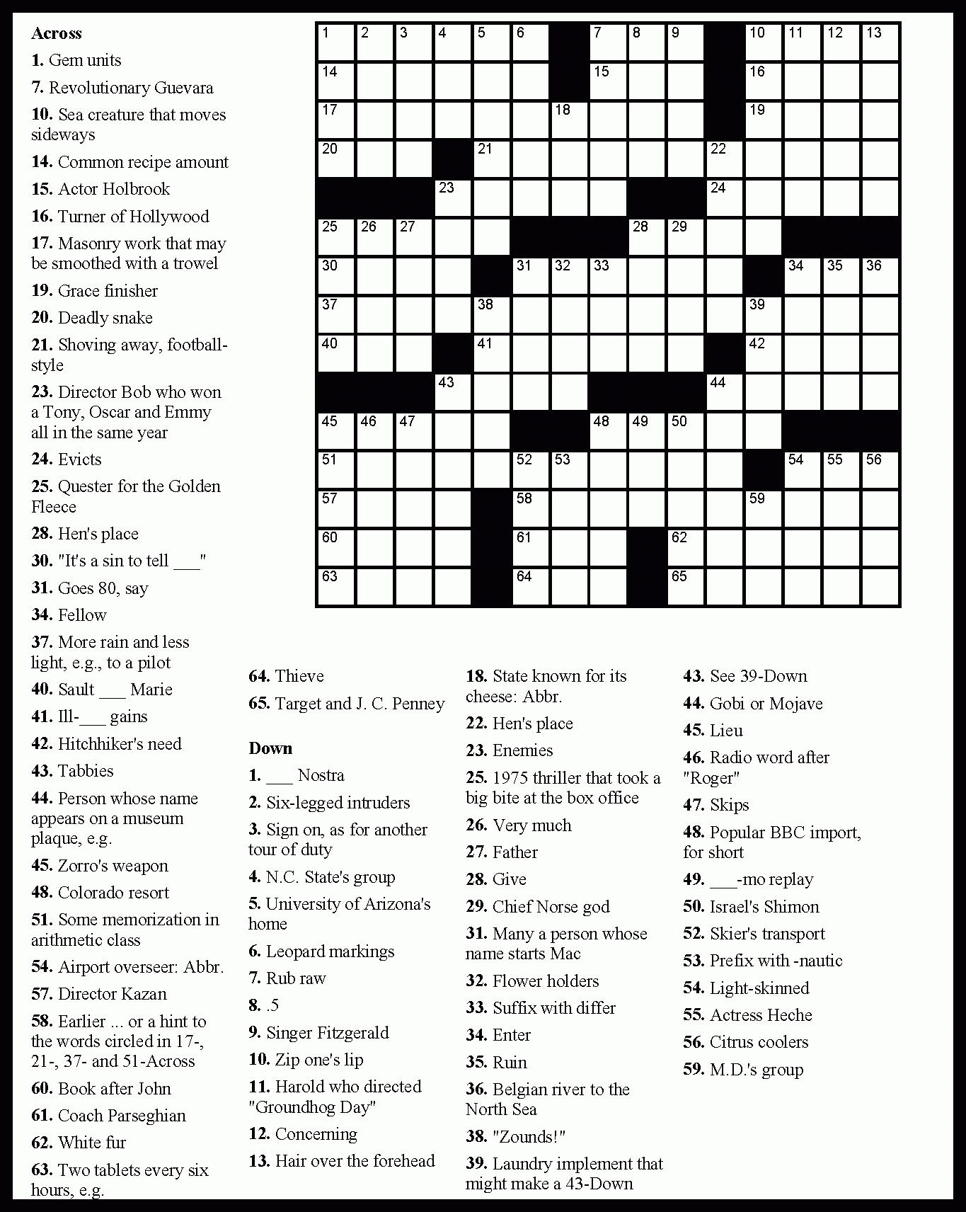 Crosswords Printable Crossword Puzzles Free Online Puzzle For Year - Printable Crosswords Grade 3