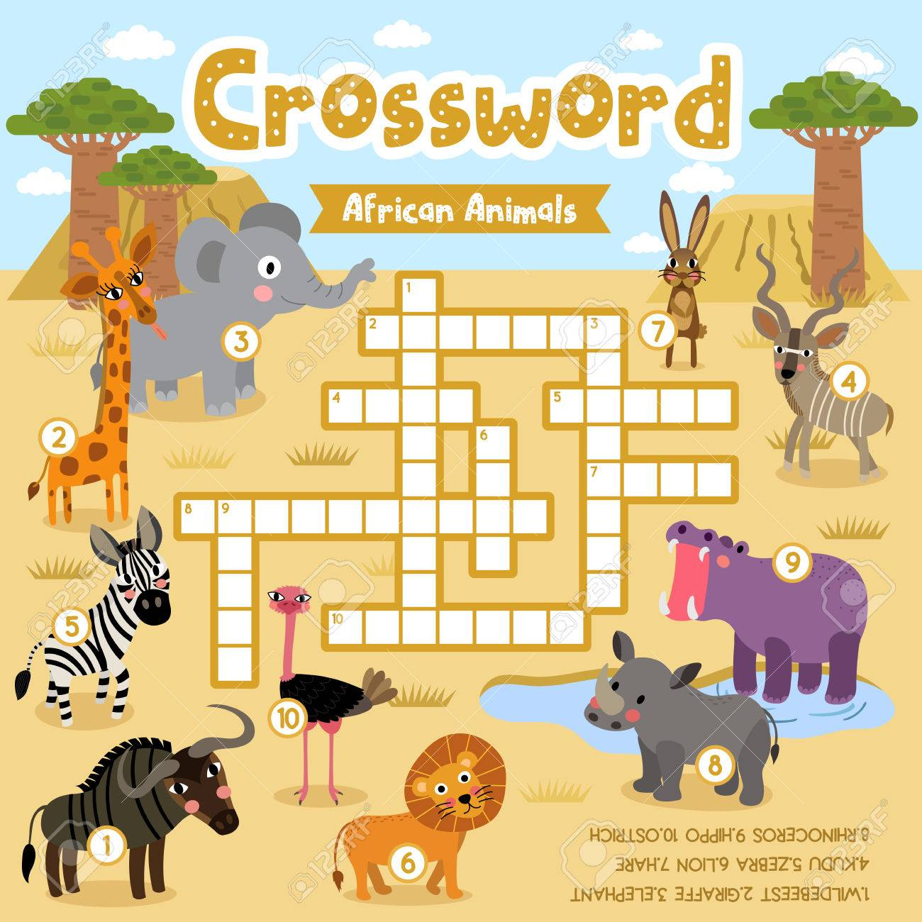 Printable Animal Puzzle Printable Crossword Puzzles