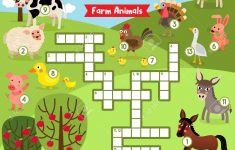 Crosswords Puzzle Game Of Farm Animals For Preschool Kids Activity - Printable Crossword Puzzle Animals