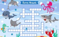 Crosswords Puzzle Game Of Ocean Animals For Preschool Kids Activity.. - Printable Ocean Crossword Puzzles