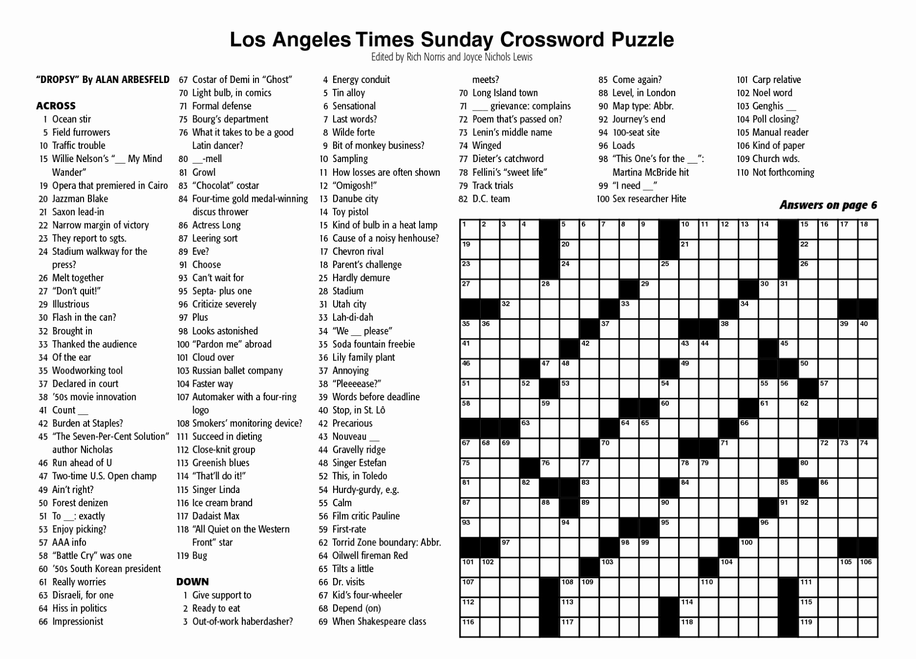 Crosswords Sunday Crossword Puzzle Printable ~ Themarketonholly - Printable Crossword Puzzle La Times