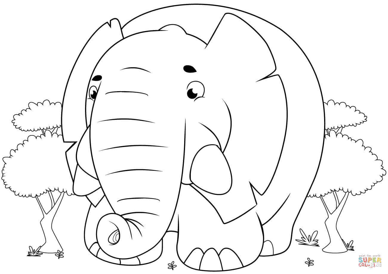 Cute Cartoon Elephant Coloring Page | Free Printable Coloring Pages - Printable Elephant Puzzle