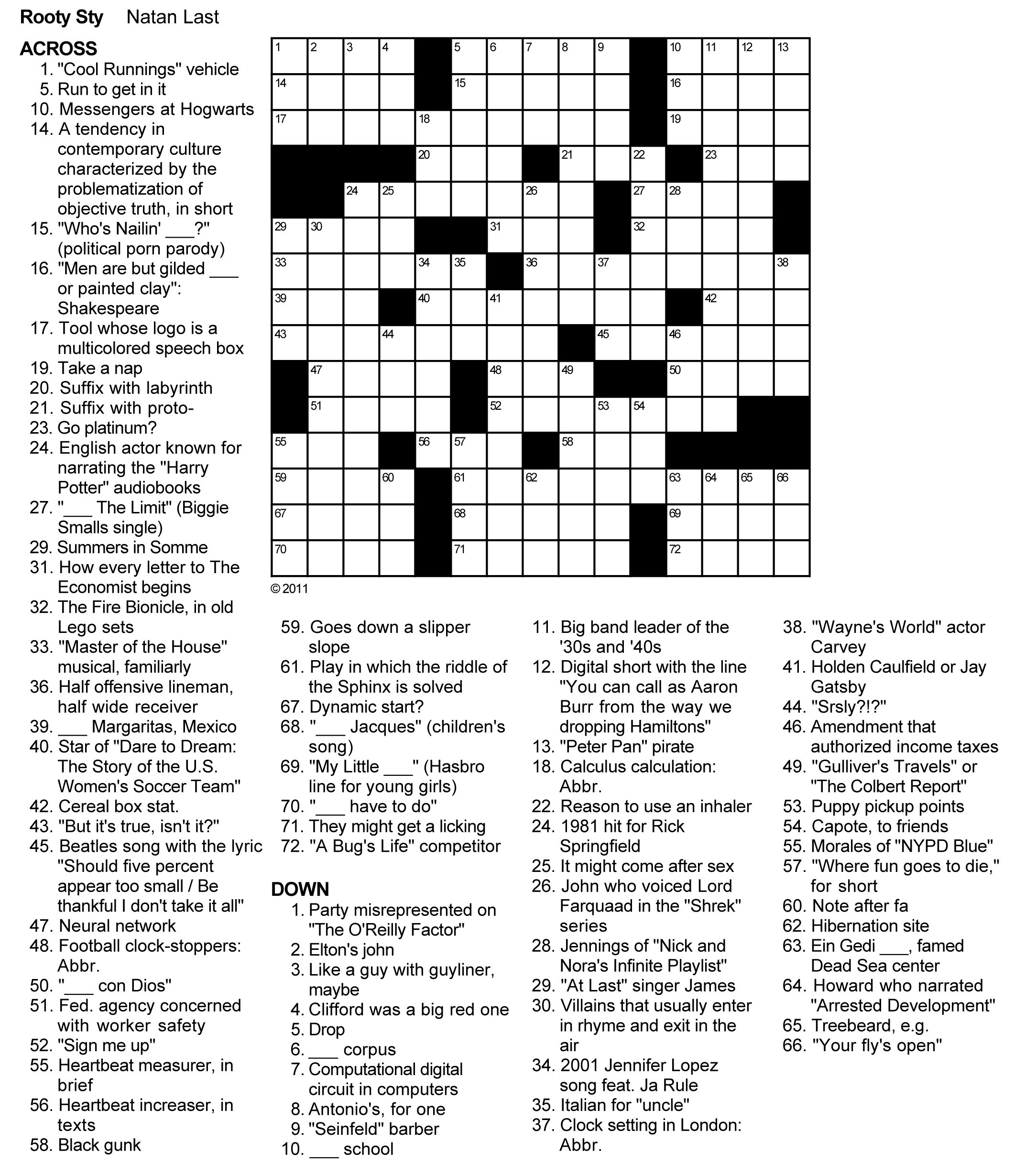 Free Printable Online Crossword Puzzles Customize and Print