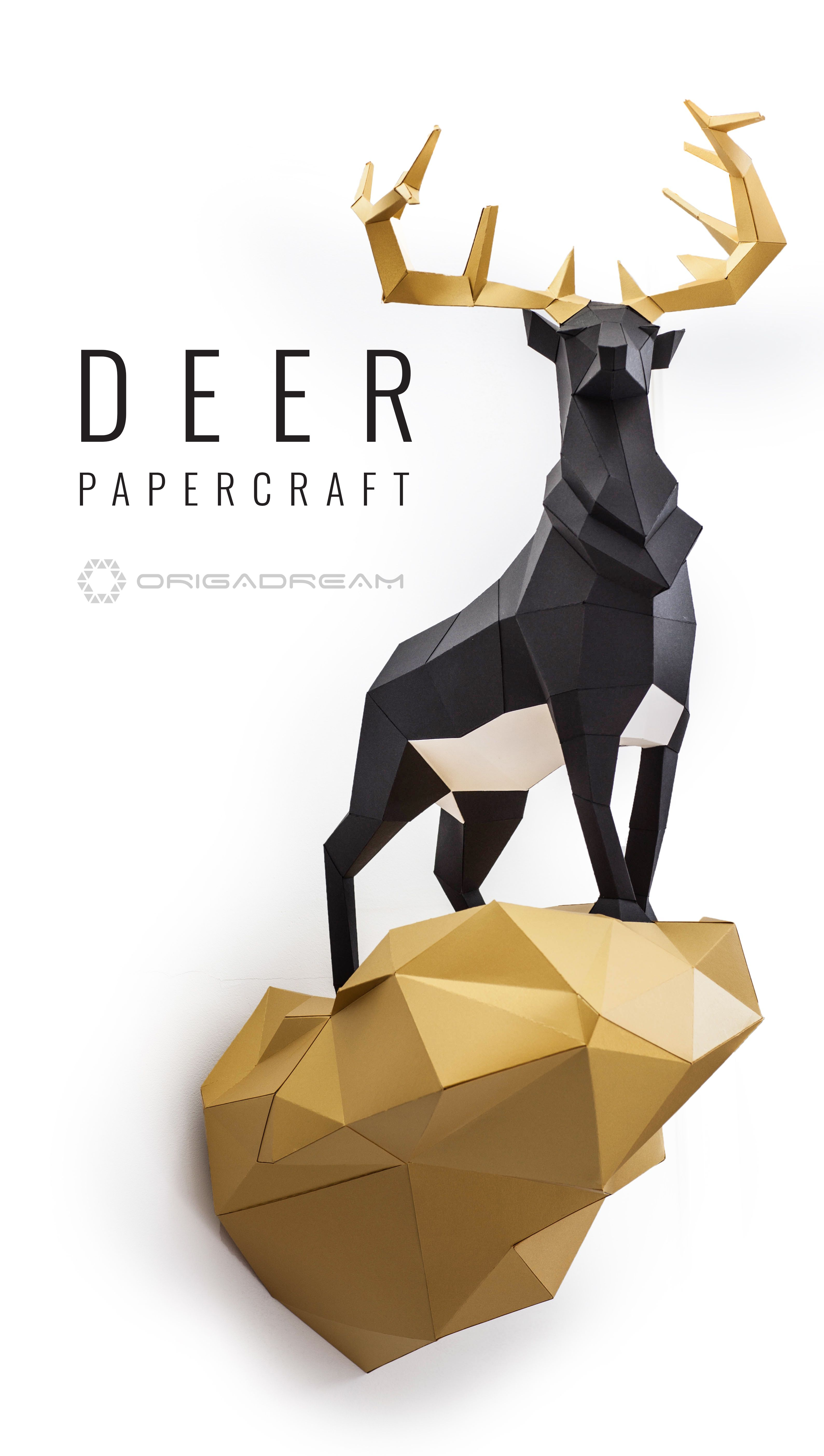 Deer #papercraft #paper #craft #diy #sculpture #decor #homedecor - Printable Origami Puzzle