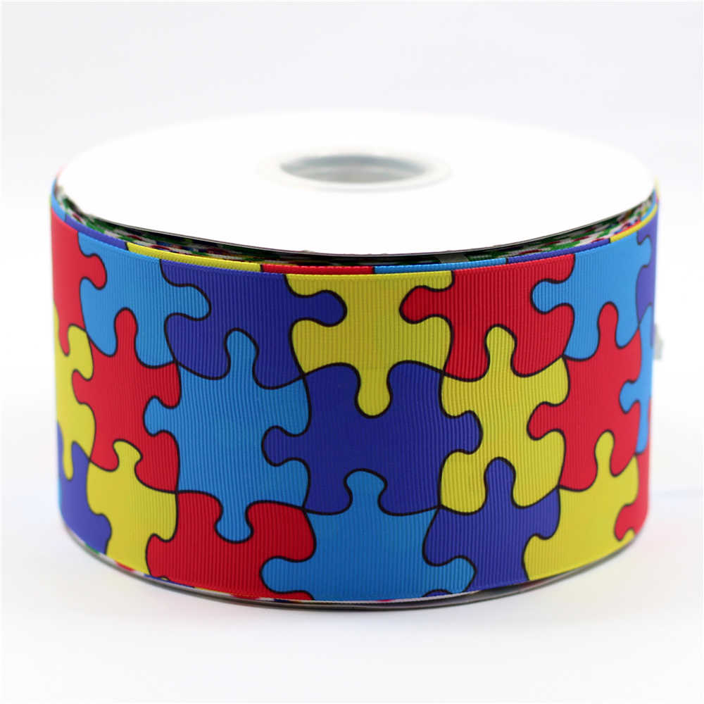 Detail Feedback Questions About 3&amp;quot;75Mm Autism Awareness Printed - Puzzle Print Ribbon