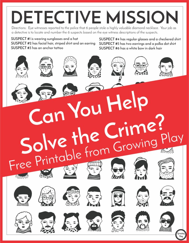 Detective Puzzle For Kids - Free Printable - Growing Play - Printable Mystery Puzzles