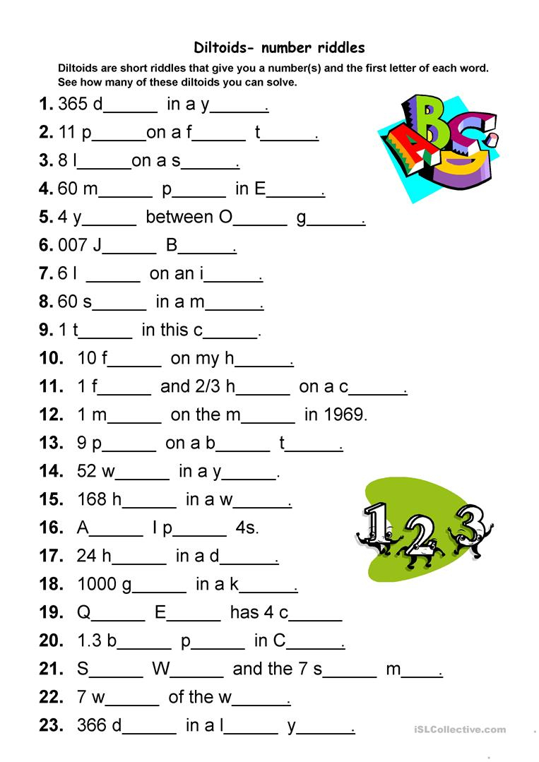 Diltoids- Number/letter Puzzles Worksheet - Free Esl Printable - Printable Letter Puzzles