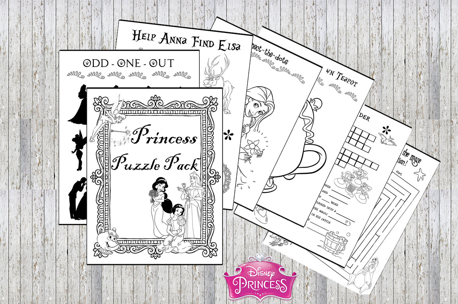 Disney Princess Printable Puzzle Quiz Colouring Book Ideal | Etsy - Printable Puzzle Quiz