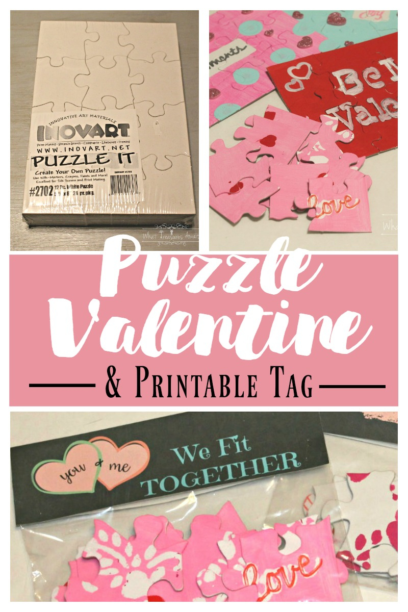 Diy Puzzle Valentine - What Treasures Await - Printable Diy Puzzle