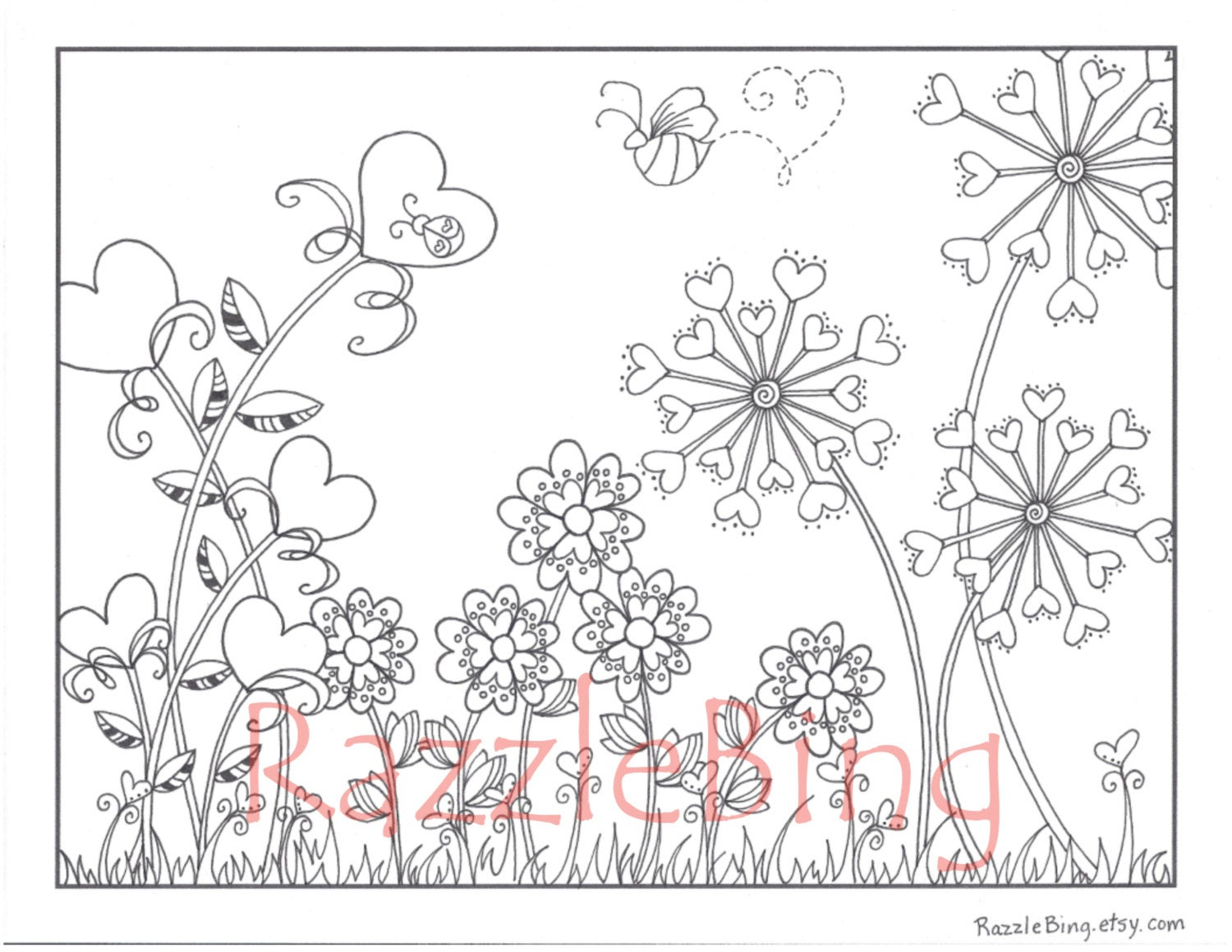 Diy Valentine&amp;#039;s Day Printable Coloring Page-Zentangle | Etsy - Printable Razzle Puzzles