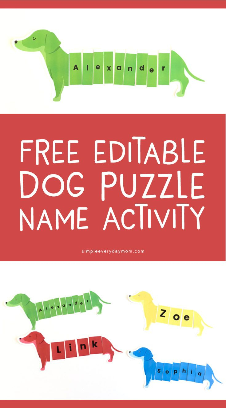 Dog Puzzle Name Activity | *free Printables For Kids From Simple - Free Printable Dog Puzzle