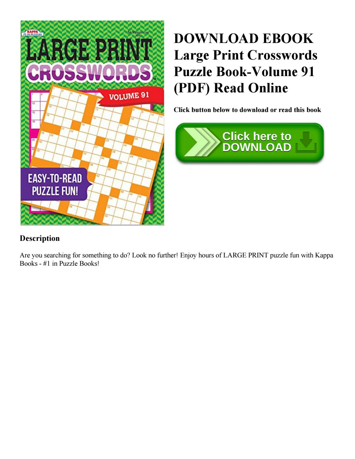 Download Ebook Large Print Crosswords Puzzle Book Volume 91 (Pdf - Printable Puzzle Book Pdf