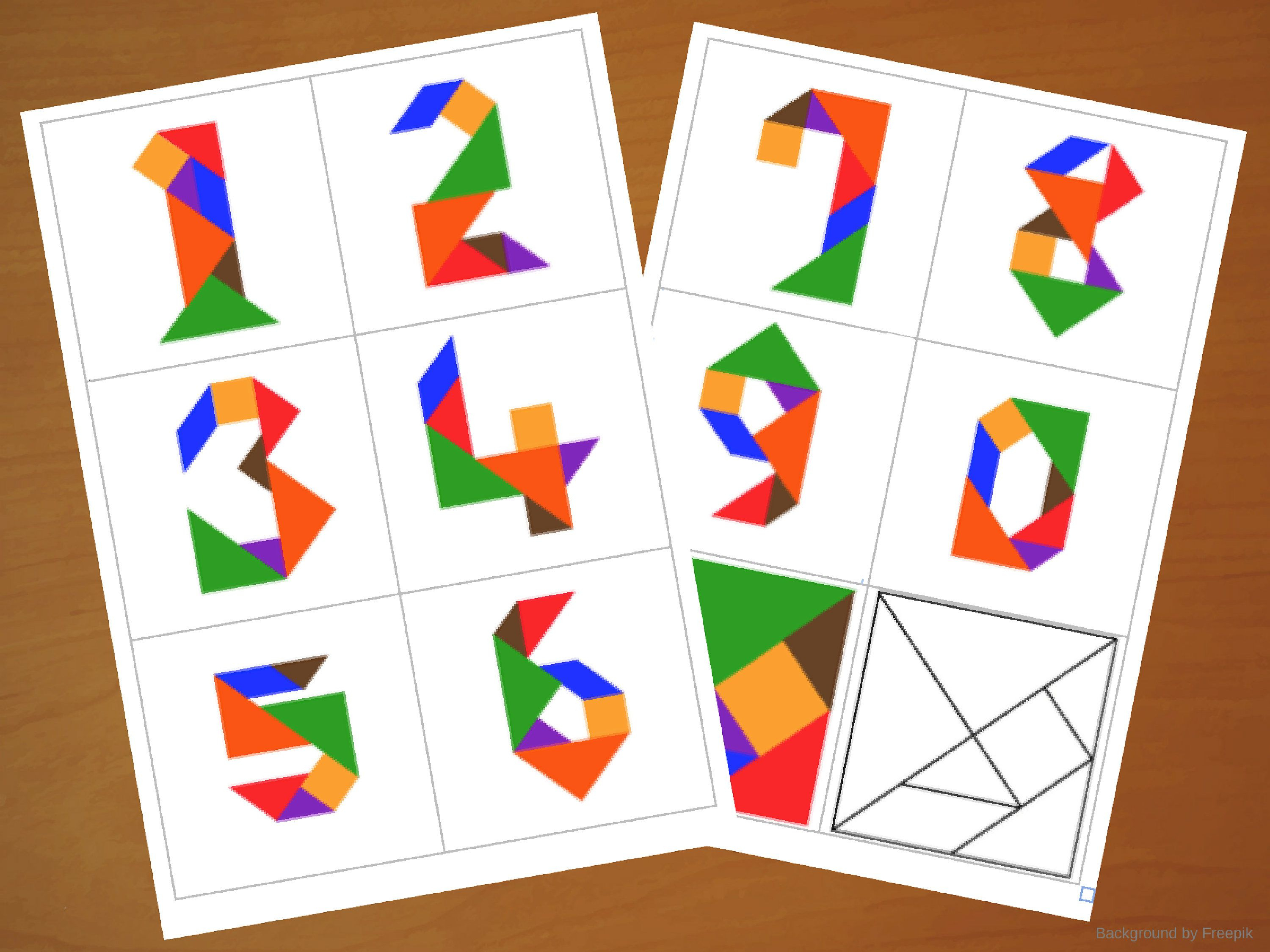 Downloadable Tangram Cards - Tangram Numbers - Tangram Puzzles - Printable Tangram Puzzle Pieces