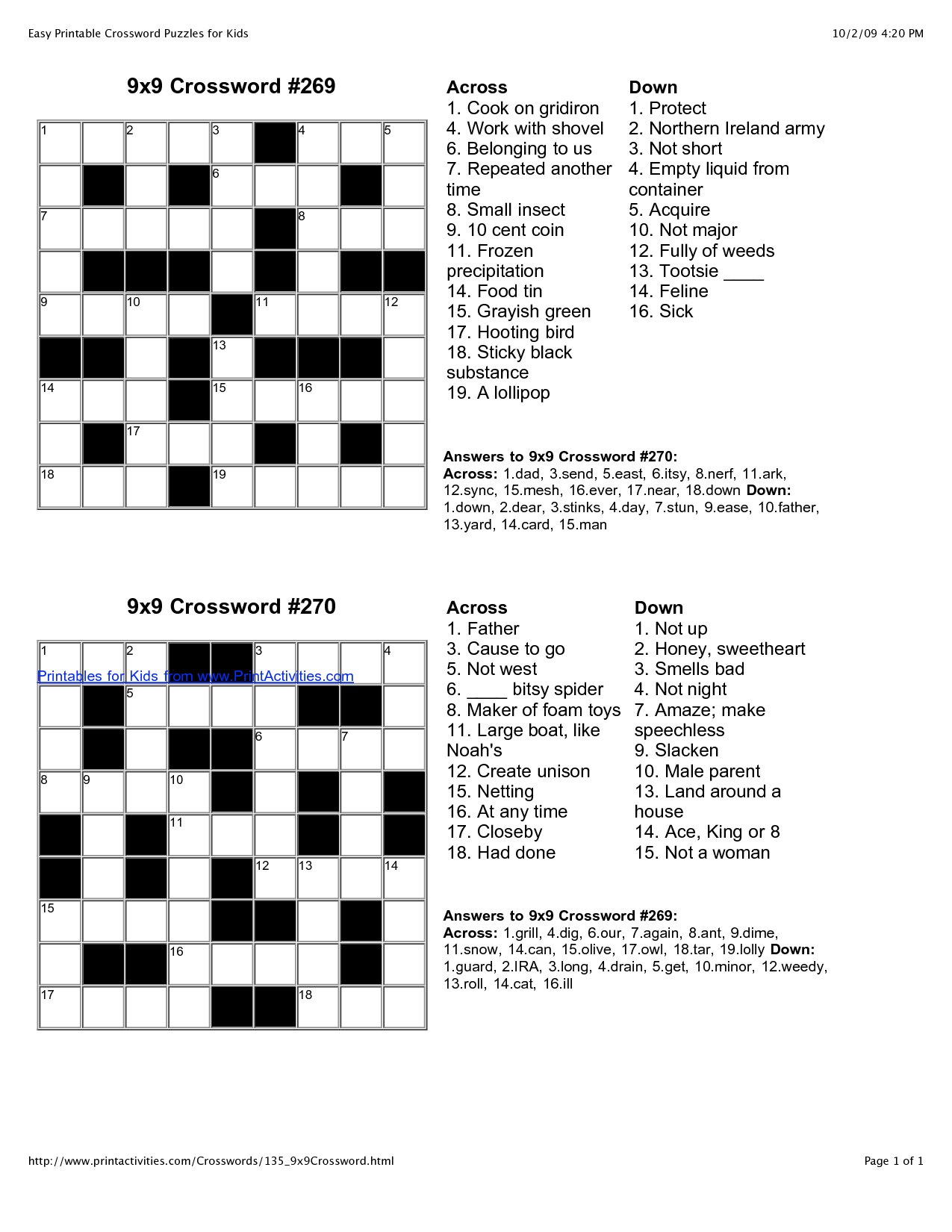 Printable English Crossword Puzzles With Answers ...