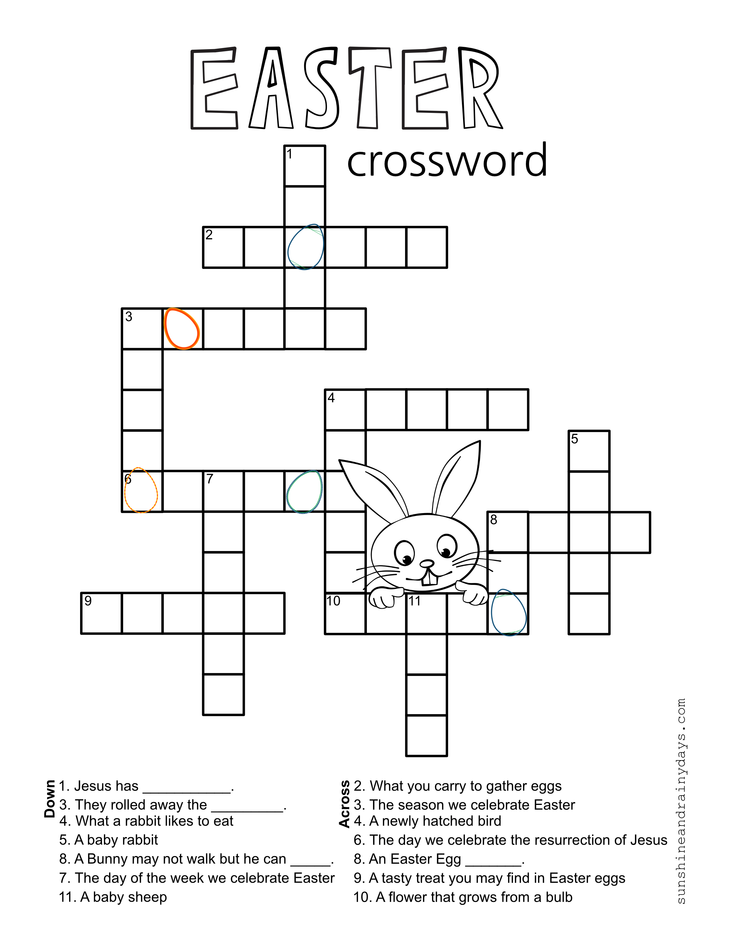 Easter Crossword Puzzle - Sunshine And Rainy Days - Printable Crossword Puzzles For Easter